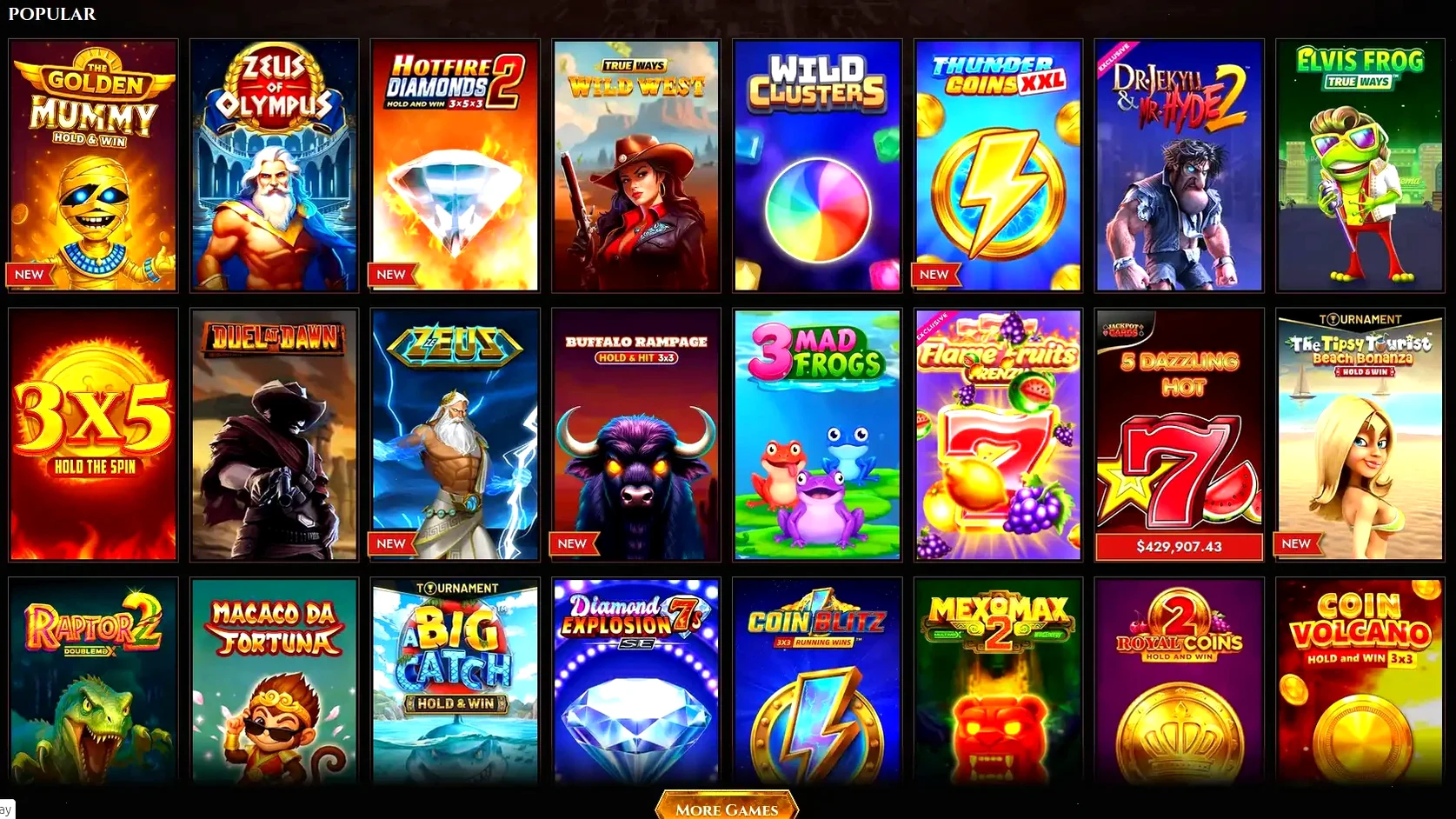 Yep Casino Anmeldung Bildschirm mit Bonusübersicht